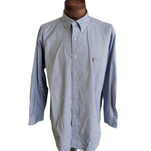 POLO RALPH LAUREN Yarmouth Blue Button Down Pinpoint Oxford Shirt Size 17